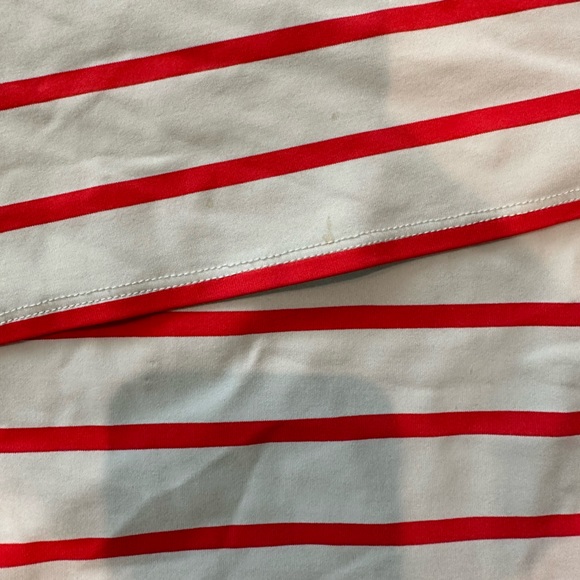 J McLaughlin Catalina Cloth Light Aqua and Candy Apple Red Stipe Dress - Picture 4 of 5